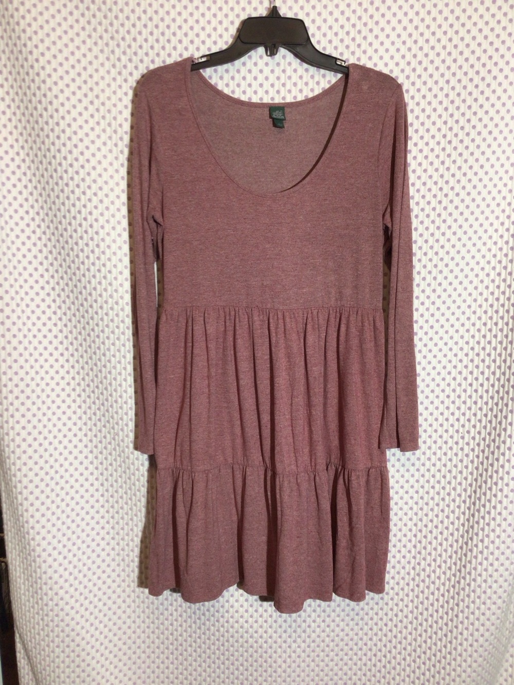 Wild Fable long-sleeve babydoll dress in a heathered mauve pink color